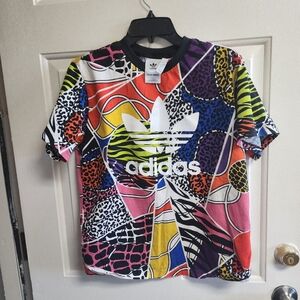 adidas Originals x Rich Mnisi all over graphic T-shirt in multi Large
